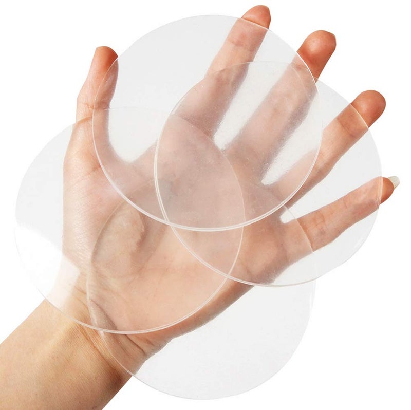 Xfenvs Door Knob Wall Shield, Transparent Round Soft Rubber Wall Protector Self Adhesive Door Handle Bumper (Large Round 3.54" 4PCS, Clear) - Image 1
